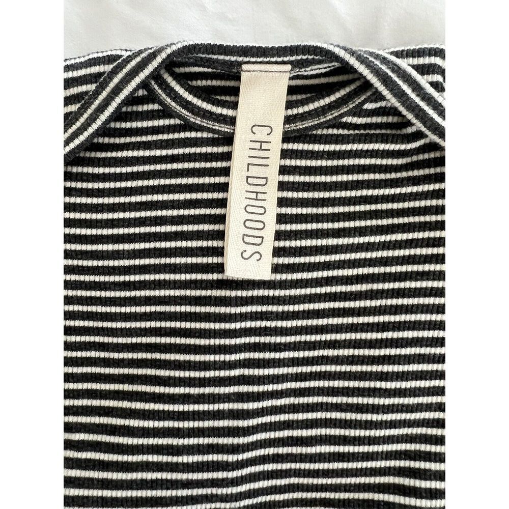 CHILDHOODS CLOTHING Newborn Knotted Sleeper Gray Striped EUC Made In USA
